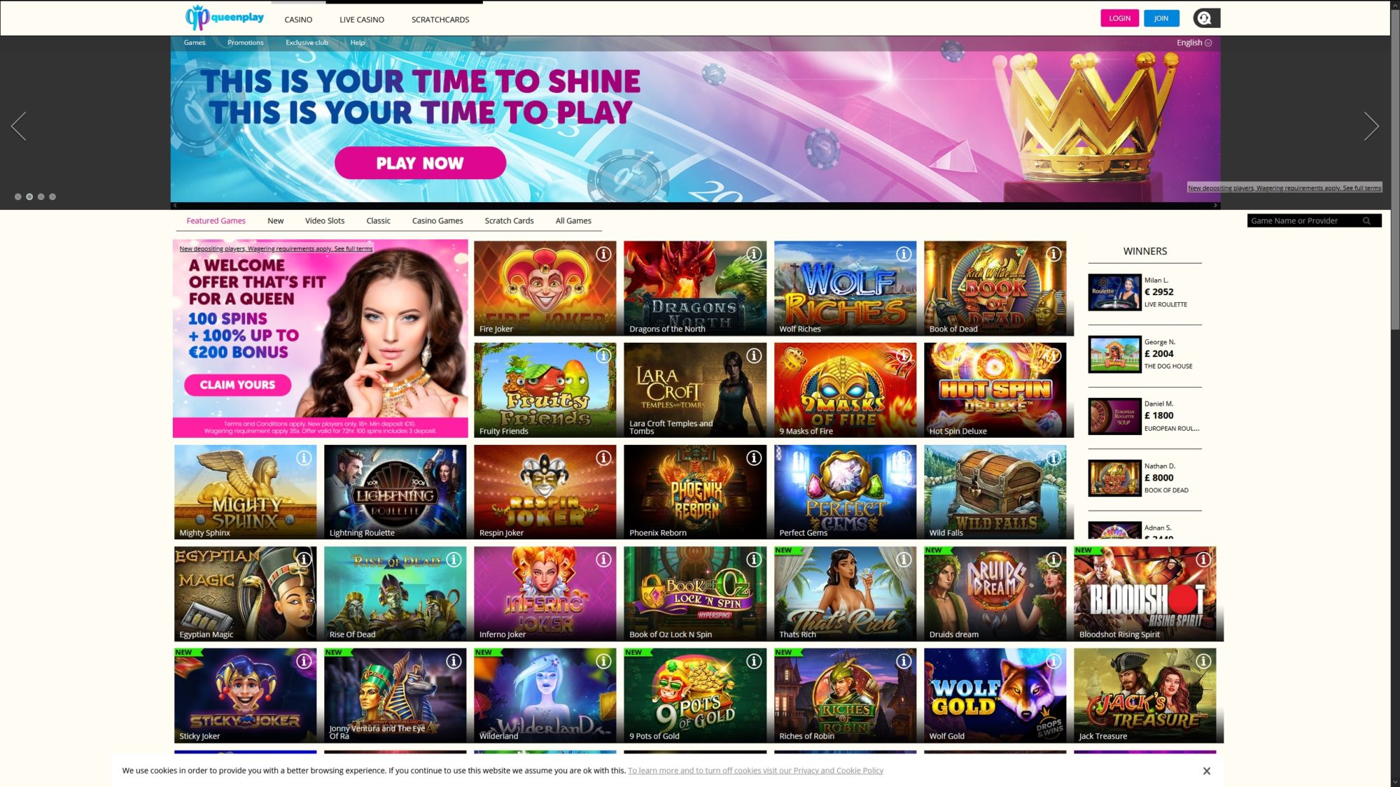 Queen Play Casino - Game Selection